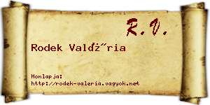 Rodek Valéria névjegykártya