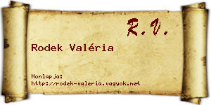 Rodek Valéria névjegykártya